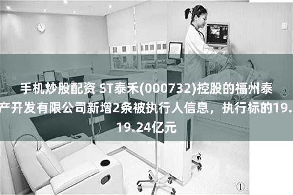 手机炒股配资 ST泰禾(000732)控股的福州泰禾房地产开发有限公司新增2条被执行人信息，执行标的19.24亿元
