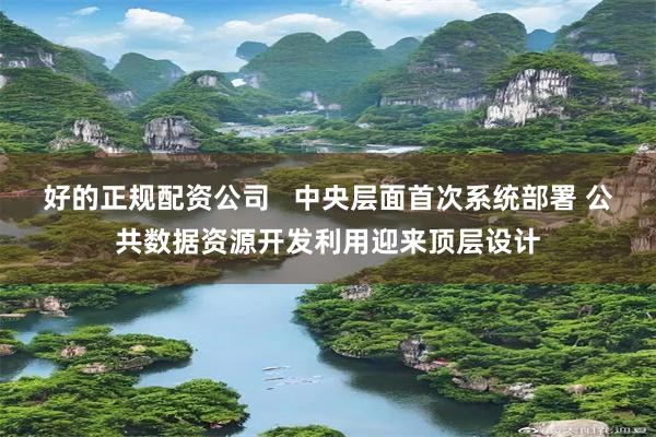 好的正规配资公司   中央层面首次系统部署 公共数据资源开发利用迎来顶层设计