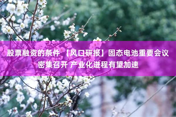股票融资的条件 【风口研报】固态电池重要会议密集召开 产业化进程有望加速