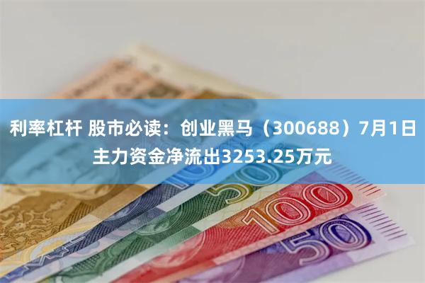 利率杠杆 股市必读：创业黑马（300688）7月1日主力资金净流出3253.25万元