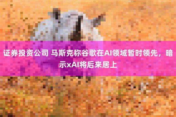 证券投资公司 马斯克称谷歌在AI领域暂时领先，暗示xAI将后来居上